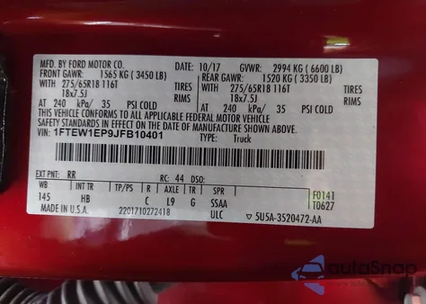 2018 Ford F150 Supercrew from USA, damaged, VIN 1FTEW1EP9JFB10401